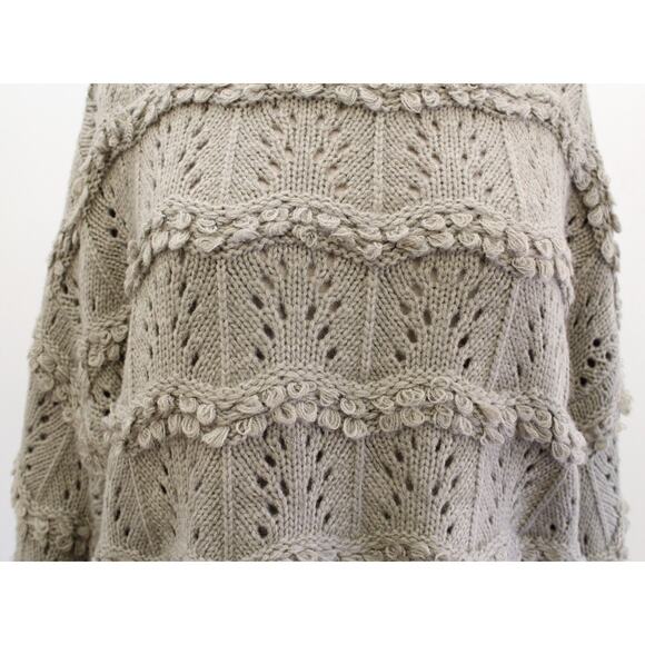 Amadi Anthropologie Oversized Pointelle Chunky Knit Textured Sweater Sz M Green - Picture 5 of 7